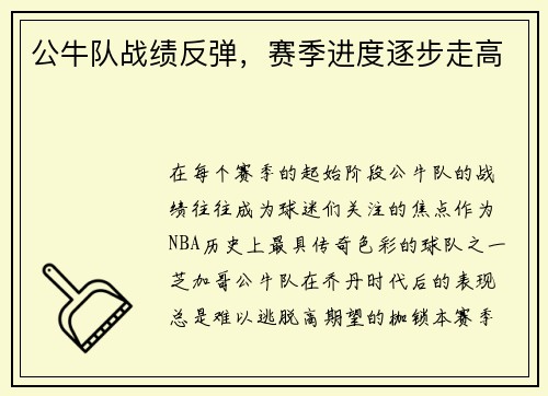 公牛队战绩反弹，赛季进度逐步走高